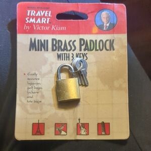 Mini Brass Padlock with 3 Keys - Brass